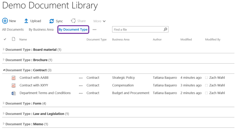 Document Type Grouping