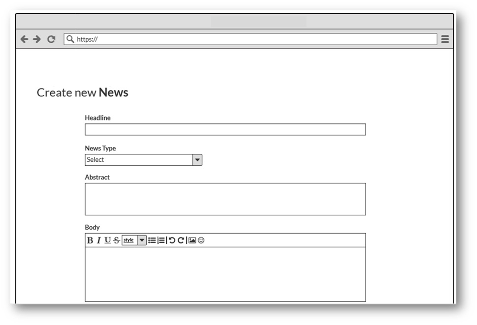 Example data entry wireframe