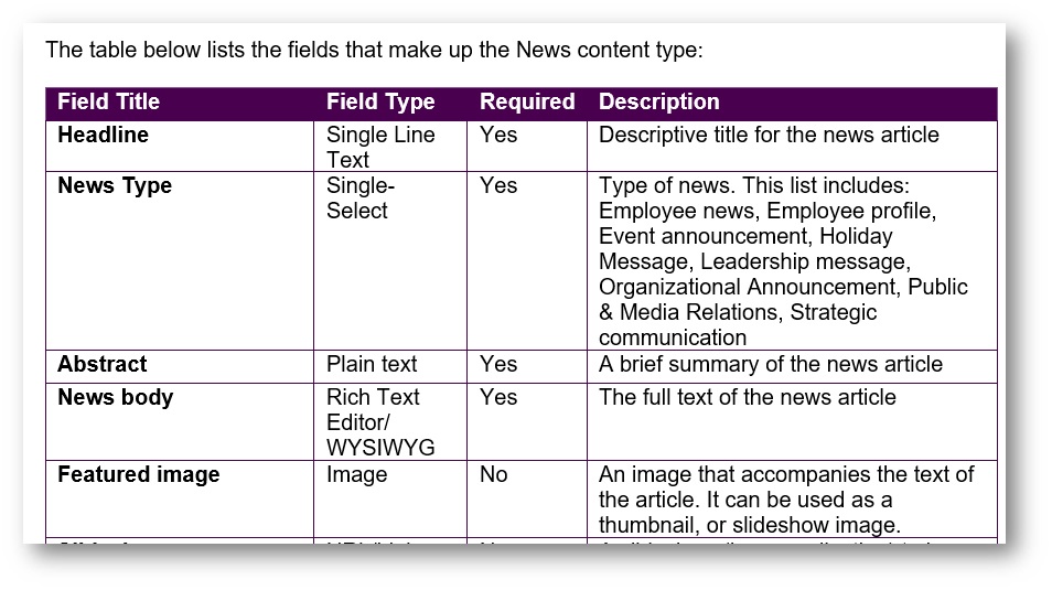 Example metadata spreadsheet