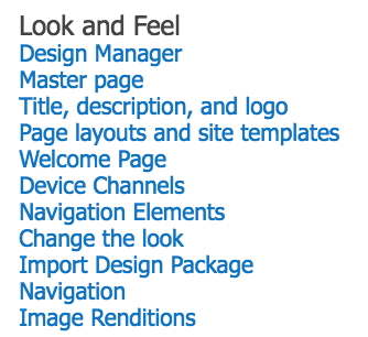 Look and Feel Settings on SharePoint