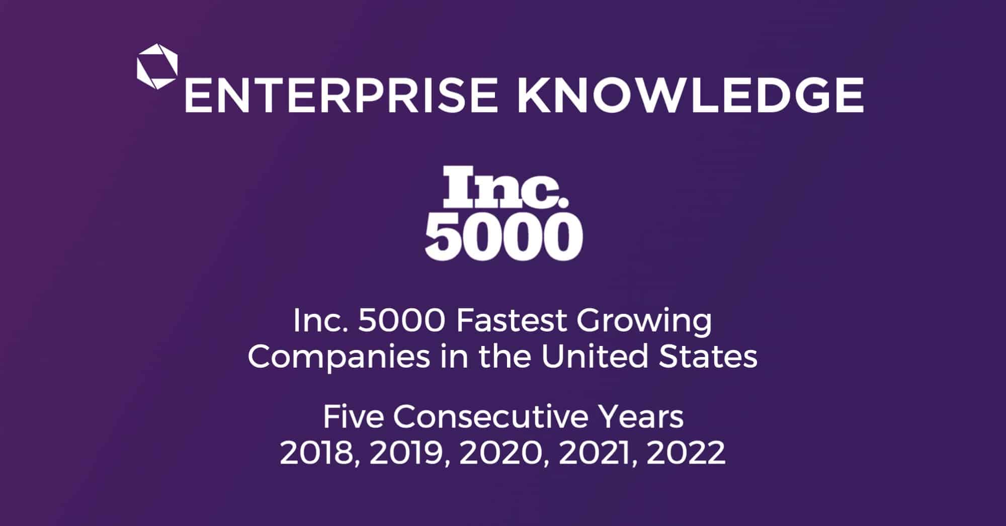 Enterprise Knowledge Included on Inc. 5000 for Fifth Year in a Row ...